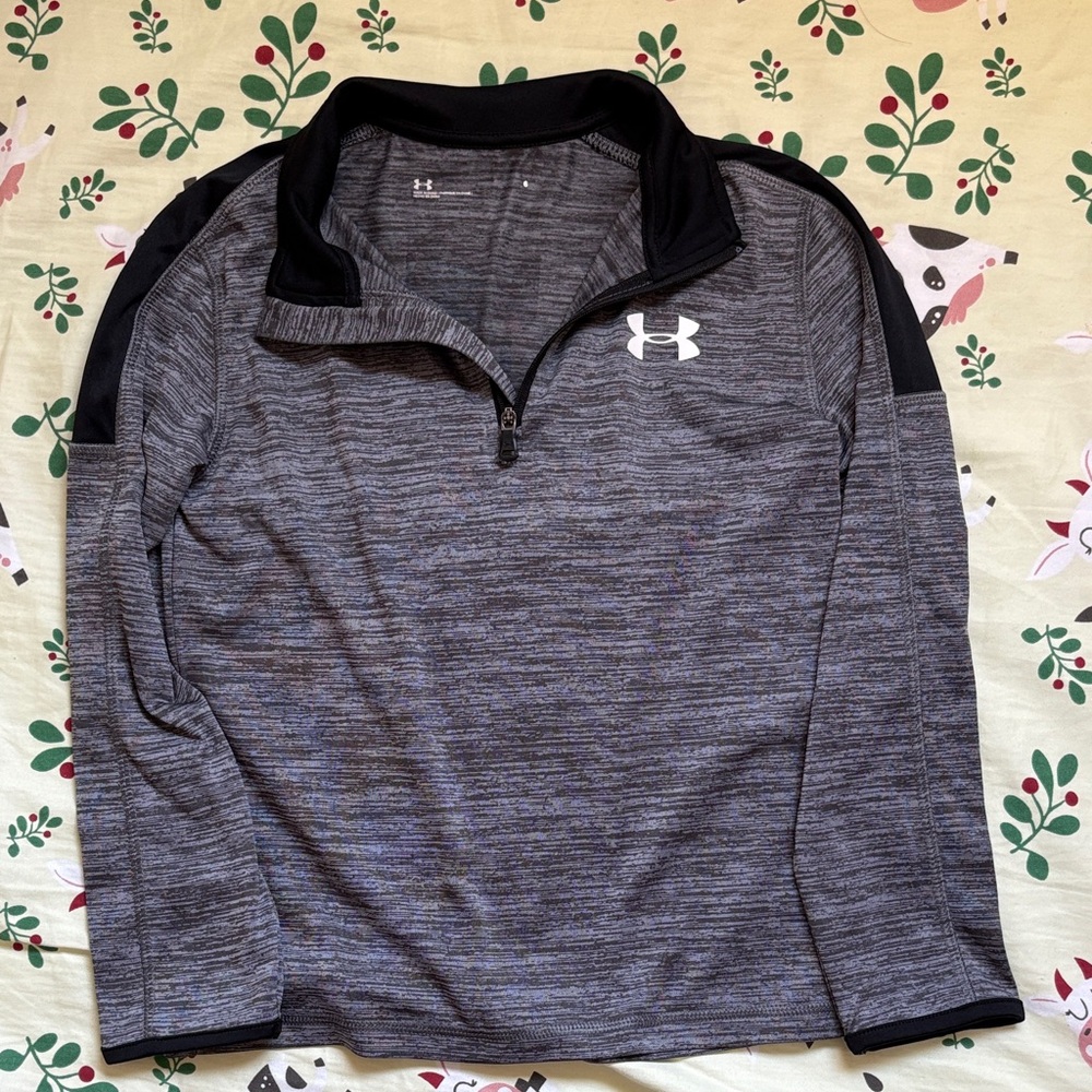 Under Armour Boys Black and Gray Quarter-Zip Jacket
